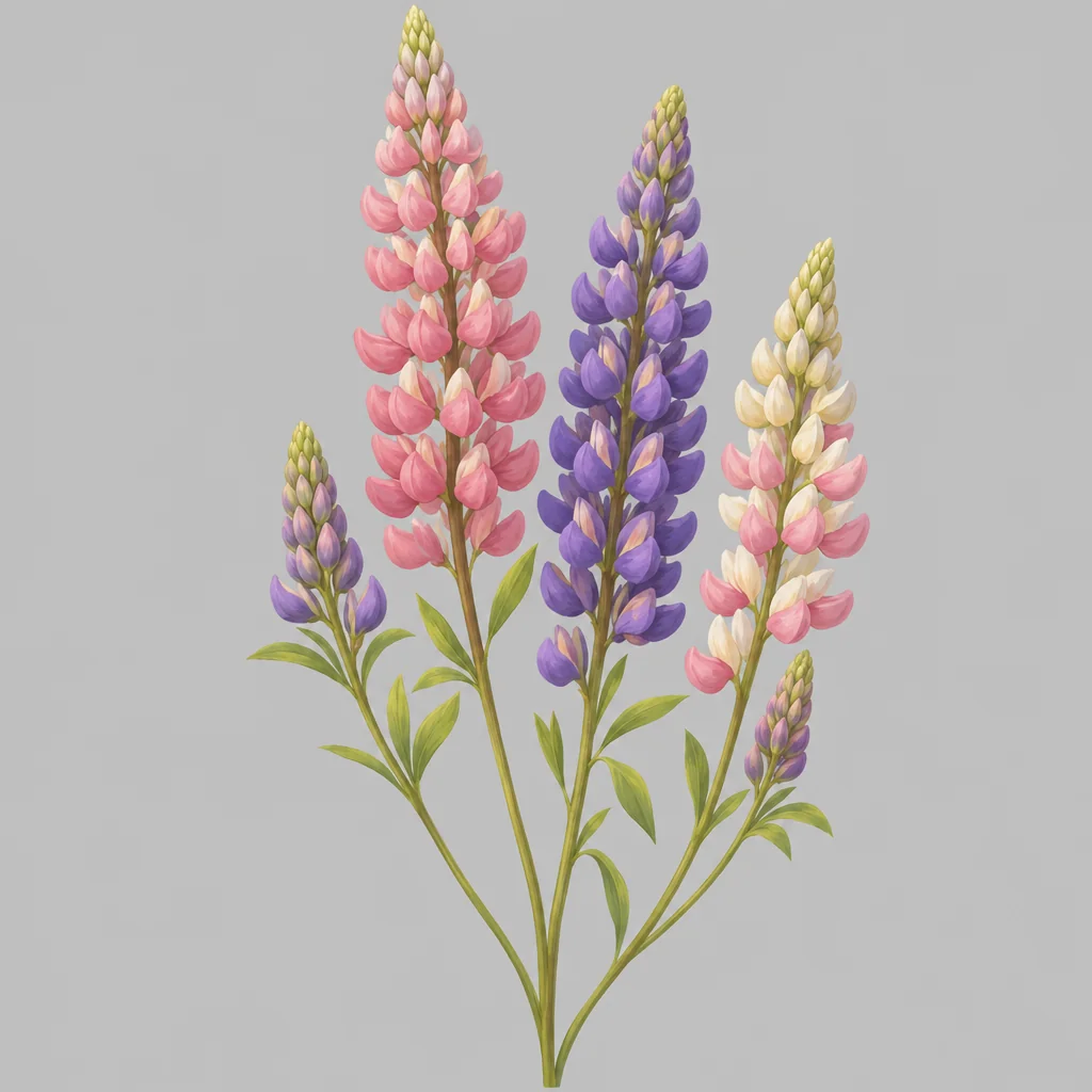 A botanical lupin with thin stems.