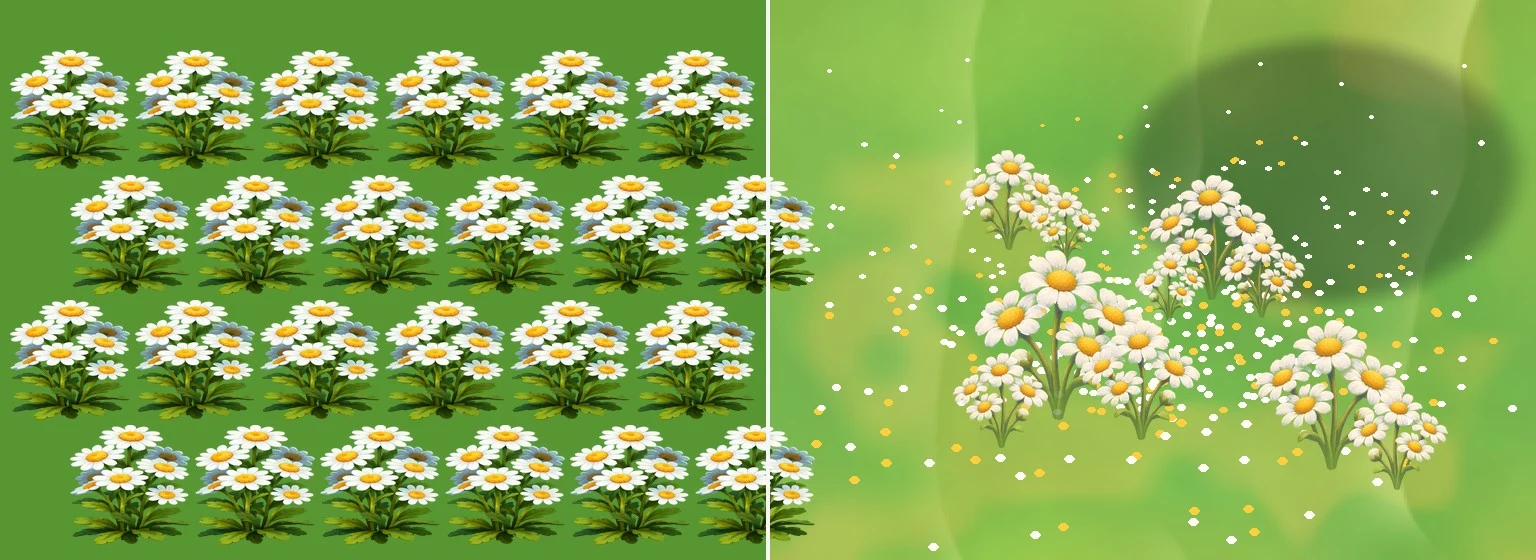 cards in the grass, inside