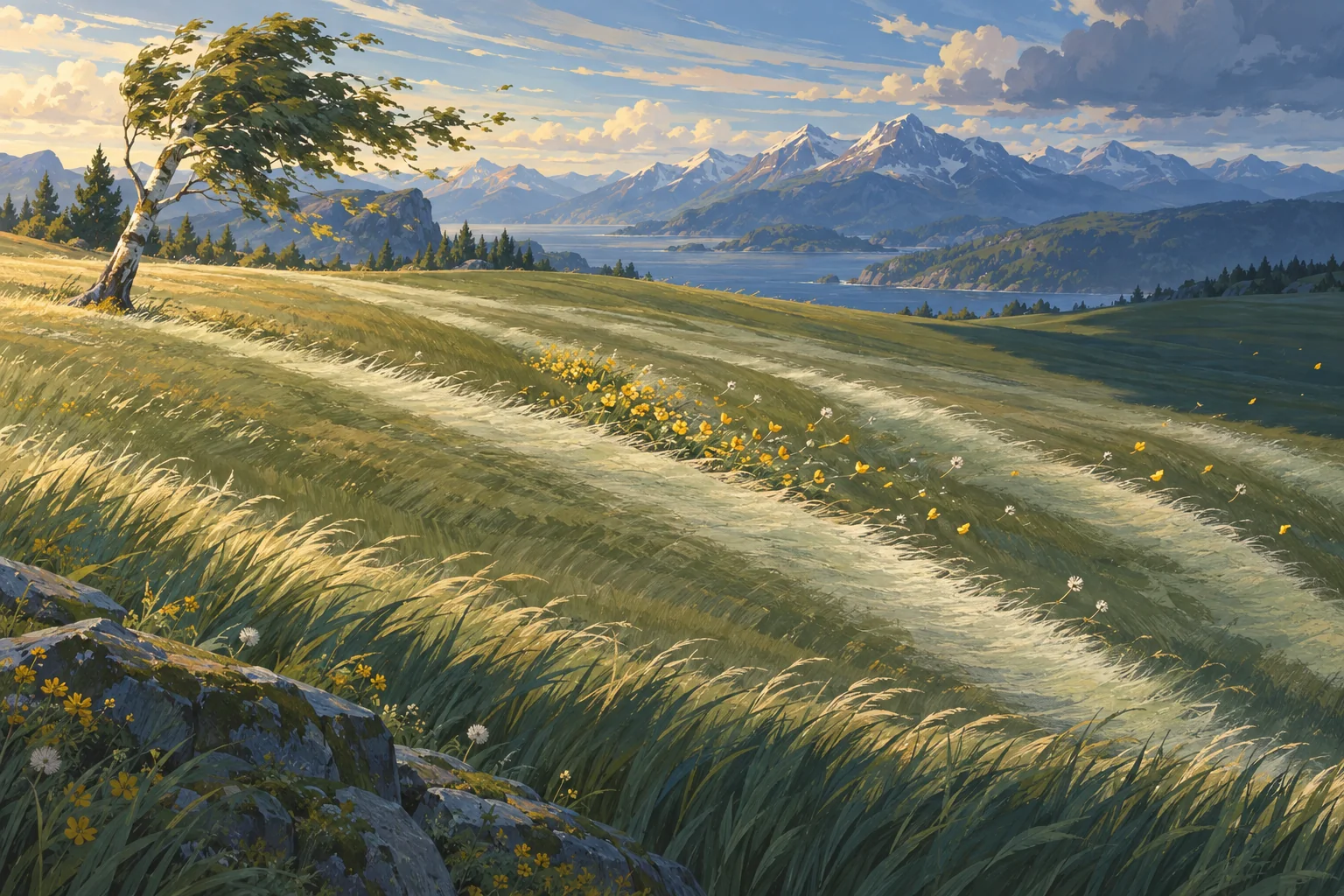 a gust crossing a field